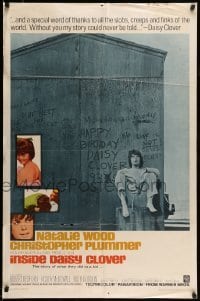 5t456 INSIDE DAISY CLOVER 1sh '66 great image of bad girl Natalie Wood, Christopher Plummer!
