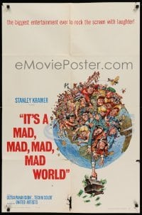 5t460 IT'S A MAD, MAD, MAD, MAD WORLD style A 1sh '64 art of cast on Earth by Jack Davis!
