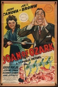 5t469 JOAN OF OZARK 1sh '42 wacky art of Judy Canova & Joe E. Brown!