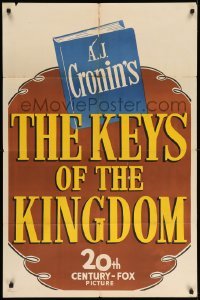5t481 KEYS OF THE KINGDOM style B teaser 1sh '44 litho of Gregory Peck, Vincent Price & top cast!