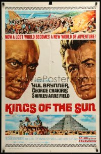 5t486 KINGS OF THE SUN style B 1sh '63 Frank McCarthy art of Yul Brynner and George Chakiris!