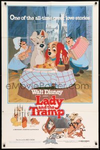 5t493 LADY & THE TRAMP 1sh R80 Walt Disney romantic canine dog classic cartoon!