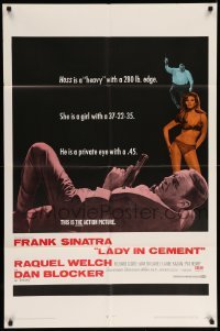 5t497 LADY IN CEMENT 1sh '68 Frank Sinatra with a .45 & sexy Raquel Welch with a 37-22-35!