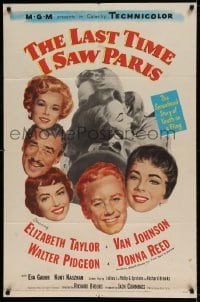 5t504 LAST TIME I SAW PARIS 1sh '54 Elizabeth Taylor, Van Johnson, Walter Pidgeon, Donna Reed!