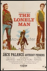 5t520 LONELY MAN 1sh '57 full-length art of Jack Palance & Anthony Perkins!