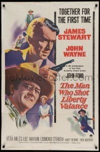 5t552 MAN WHO SHOT LIBERTY VALANCE 1sh '62 John Wayne & James Stewart 1st time together!