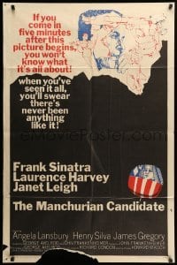 5t555 MANCHURIAN CANDIDATE 1sh '62 cool art of Frank Sinatra, directed by John Frankenheimer!