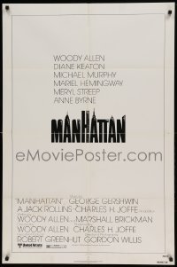5t557 MANHATTAN 1sh '79 Woody Allen & Diane Keaton, New York City title design by Burt Kleeger!