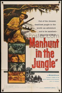 5t558 MANHUNT IN THE JUNGLE 1sh '58 Matto Grosso Amazon, the deadliest jungle in the world!