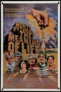 5t583 MONTY PYTHON'S THE MEANING OF LIFE 1sh '83 Garland artwork of the screwy Monty Python cast!