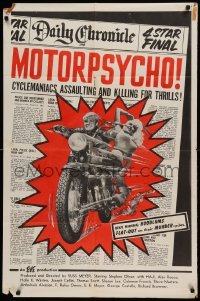 5t592 MOTORPSYCHO 1sh '65 Russ Meyer motorcycle classic, assaulting & killing for thrills!