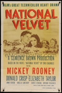 5t607 NATIONAL VELVET 1sh '44 horse racing classic starring Mickey Rooney & Elizabeth Taylor!