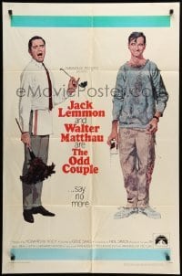5t629 ODD COUPLE 1sh '68 art of best friends Walter Matthau & Jack Lemmon by Robert McGinnis!