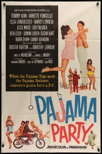 5t652 PAJAMA PARTY 1sh '64 Annette Funicello in sexy lingerie, Tommy Kirk, Buster Keaton!