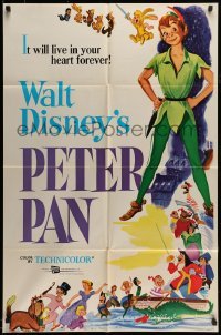 5t664 PETER PAN 1sh R76 Walt Disney animated cartoon fantasy classic, great full-length art!
