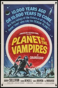 5t672 PLANET OF THE VAMPIRES 1sh '65 Mario Bava, beings of the future, great Reynold Brown art!