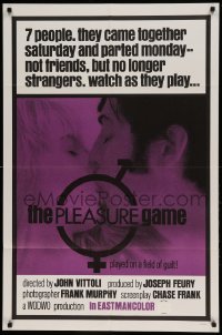 5t677 PLEASURE GAME 1sh '70 seven people came together & played on a field of guilt!