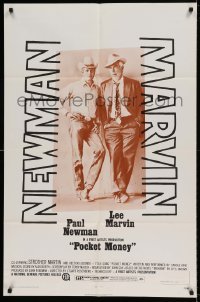 5t678 POCKET MONEY 1sh '72 great full-length portrait of Paul Newman & Lee Marvin!