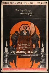 5t687 PREMATURE BURIAL 1sh '62 Edgar Allan Poe, Reynold Brown art of Ray Milland buried alive!
