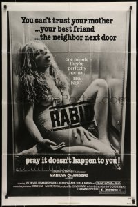 5t706 RABID 1sh '77 Marilyn Chambers, image of dead girl in refrigerator, Cronenberg directed!