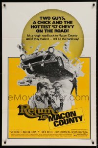 5t723 RETURN TO MACON COUNTY 1sh '75 Kinyon art of Nick Nolte, Don Johnson & hottest '57 Chevy!