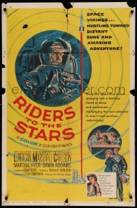 5t726 RIDERS TO THE STARS 1sh '54 William Lundigan has broken into outer space w/gravity zero!