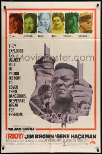 5t728 RIOT 1sh '69 Jim Brown & Gene Hackman escape from jail, ugliest prison riot in history!