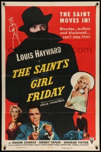 5t748 SAINT'S GIRL FRIDAY 1sh '54 sexy Diana Dors & bullets can't stop Louis Hayward!