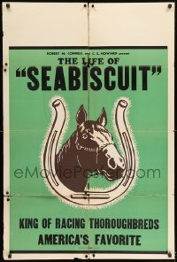 5t757 SEABISCUIT THE LOST DOCUMENTARY 1sh R40s wonderful horse racing art of the legend!