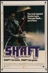 5t769 SHAFT 1sh '71 classic image of Richard Roundtree, hotter than Bond, cooler than Bullitt