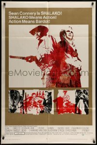 5t771 SHALAKO 1sh '68 great art of Sean Connery as Shalako & sexy Brigitte Bardot!