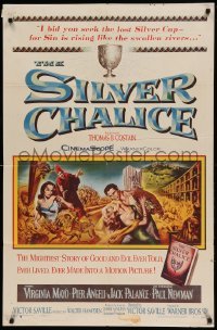 5t789 SILVER CHALICE 1sh '55 great art of Virginia Mayo & Paul Newman in his first movie!