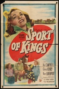5t815 SPORT OF KINGS 1sh '47 Paul Campbell, Gloria Henry, horse racing romance!