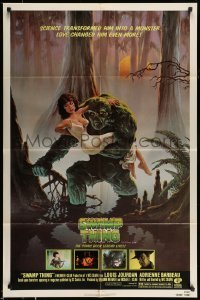 5t854 SWAMP THING 1sh '82 Wes Craven, Richard Hescox art of him holding sexy Adrienne Barbeau!