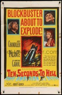 5t872 TEN SECONDS TO HELL 1sh '59 Jack Palance, Jeff Chandler, sexy Martine Carol!