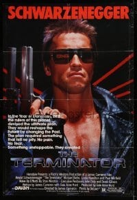 5t874 TERMINATOR 1sh '84 classic image of cyborg Arnold Schwarzenegger, no border design!