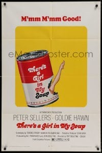 5t878 THERE'S A GIRL IN MY SOUP 1sh '71 Peter Sellers, Goldie Hawn, great Campbell's soup can art!