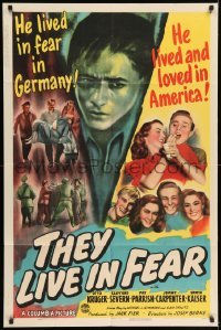5t882 THEY LIVE IN FEAR 1sh '44 non-Jewish German teen goes to America & speaks out against Nazis!