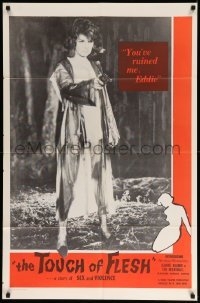 5t905 TOUCH OF FLESH 1sh '60 great image of girl in robe w/gun, You've ruined me, Eddie!