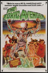 5t907 TOXIC AVENGER 1sh '85 wacky art of a different kind of hero, Mitchell Cohen!