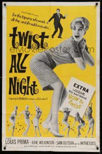 5t914 TWIST ALL NIGHT 1sh '62 Louis Prima, great images of sexy dancing June Wilkinson!