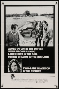 5t917 TWO-LANE BLACKTOP 1sh '71 James Taylor is the driver, Warren Oates is GTO, Laurie Bird
