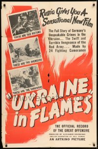 5t919 UKRAINE IN FLAMES 1sh '44 Dovzhenko's documentary of the unspeakable Nazi crimes, rare!