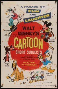 5t945 WALT DISNEY'S CARTOON SHORT SUBJECTS 1sh '65 Goofy, Mickey, Donald Duck, Pluto, Chip & Dale!