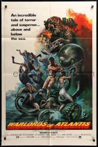 5t949 WARLORDS OF ATLANTIS 1sh '78 really cool fantasy artwork with monsters by Joseph Smith!