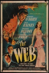 5t955 WEB 1sh '47 Edmond O'Brien & sexy full-length Ella Raines, cool film noir art!