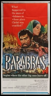 5w280 BARABBAS 3sh '62 Richard Fleischer, cool artwork of Anthony Quinn & Silvana Mangano!