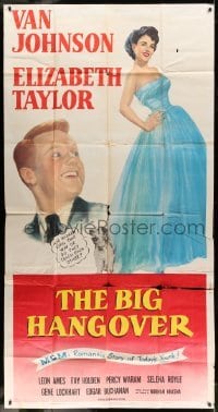 5w293 BIG HANGOVER 3sh '50 art of Elizabeth Taylor & Van Johnson, romantic story of today's youth!