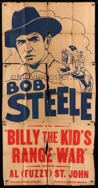 5w314 BOB STEELE 3sh '40s cool art of cowboy Bob Steele, Billy the Kid Outlawed!