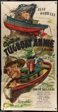 5w339 CAPTAIN TUGBOAT ANNIE 3sh '45 great artwork of Jane Darwell & Edgar Kennedy!